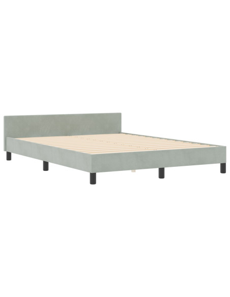 Letto a molle con testiera Grigio chiaro 140 x 200 cm Velluto