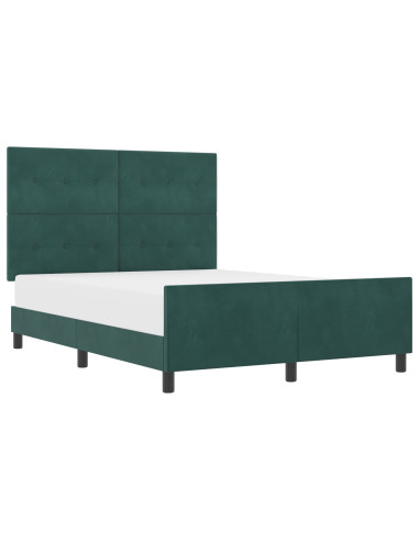 Letto a molle con testiera Verde Scuro 140 x 200 cm Velluto