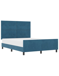 Letto a molle con testiera Blu Scuro 140 x 200 cm Velluto