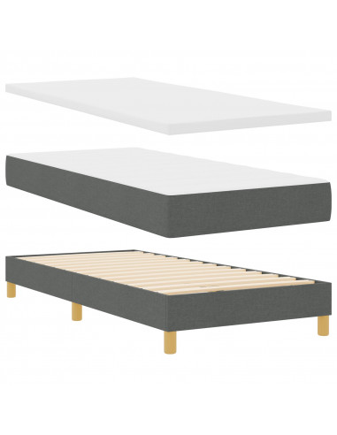Letto a molle con materasso grigio scuro 100x200 cm tessuto