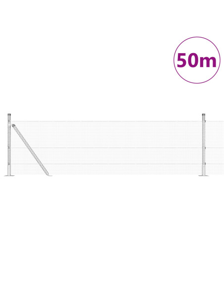 Recinzione in Filo Saldato  con 13 Pali Flangiati Grigio 0.6x50 m in Acciaio