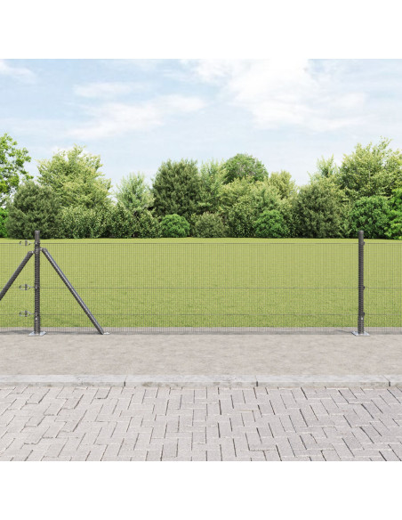 Recinzione in Filo Saldato  con 13 Pali Flangiati Grigio 0.6x50 m in Acciaio
