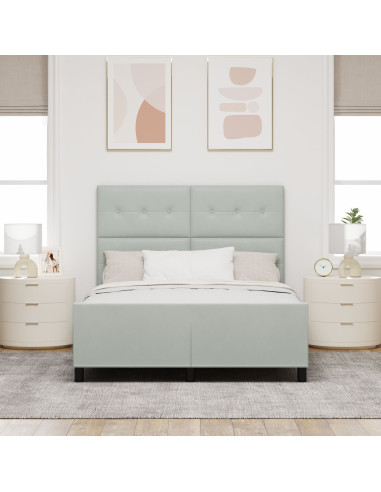 Letto a molle con testiera Grigio chiaro 140 x 190 cm Velluto