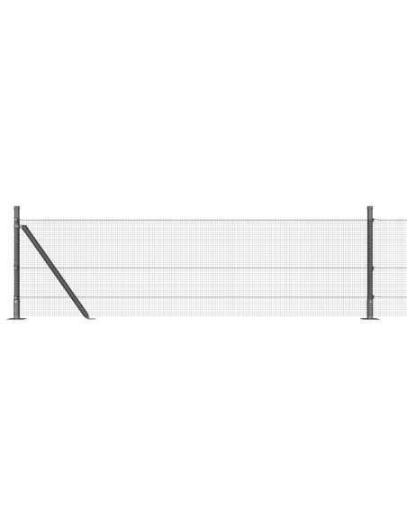 Recinzione in Filo Saldato  con 13 Pali Flangiati Grigio 0.6x50 m in Acciaio