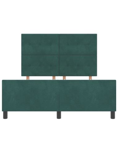 Letto a molle con testiera Verde Scuro 140 x 190 cm Velluto