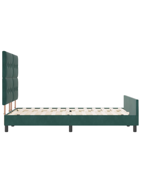 Letto a molle con testiera Verde Scuro 140 x 190 cm Velluto
