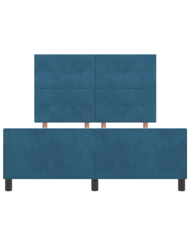 Letto a molle con testiera Blu Scuro 140 x 190 cm Velluto