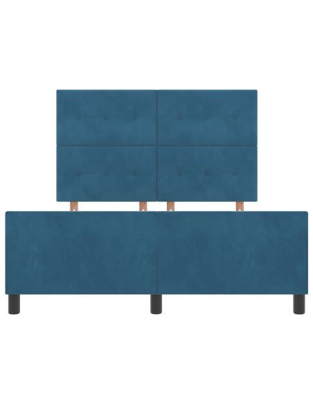 Letto a molle con testiera Blu Scuro 140 x 190 cm Velluto