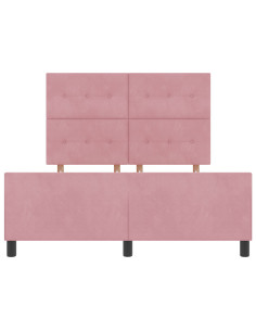 Letto a molle con testiera Rosa 140 x 190 cm Velluto 2