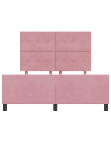 Letto a molle con testiera Rosa 140 x 190 cm Velluto