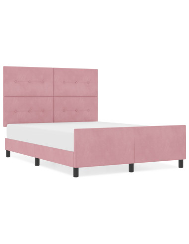 Letto a molle con testiera Rosa 140 x 190 cm Velluto