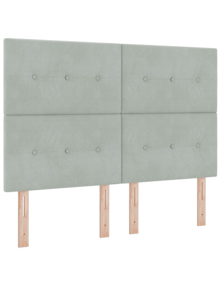 Letto a molle con testiera Grigio chiaro 140 x 200 cm Velluto