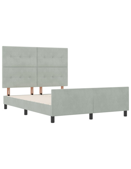 Letto a molle con testiera Grigio chiaro 140 x 200 cm Velluto