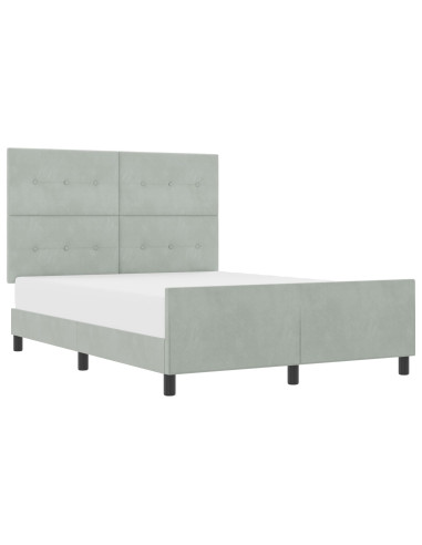 Letto a molle con testiera Grigio chiaro 140 x 200 cm Velluto