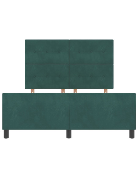 Letto a molle con testiera Verde Scuro 140 x 200 cm Velluto