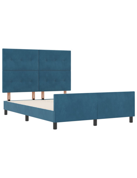 Letto a molle con testiera Blu Scuro 140 x 200 cm Velluto