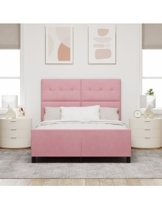 Letto a molle con testiera Rosa 140 x 200 cm Velluto 2