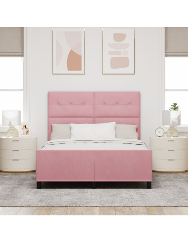 Letto a molle con testiera Rosa 140 x 200 cm Velluto