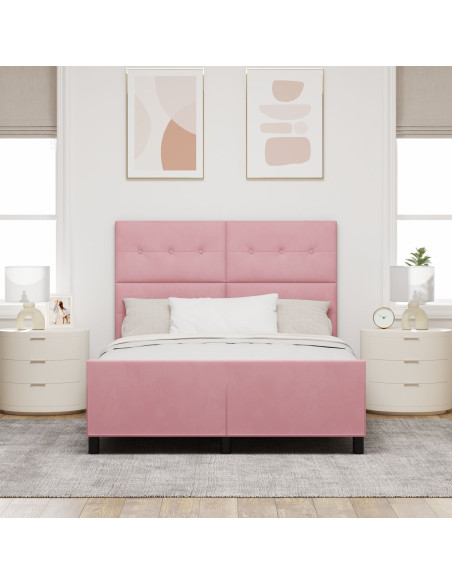 Letto a molle con testiera Rosa 140 x 200 cm Velluto