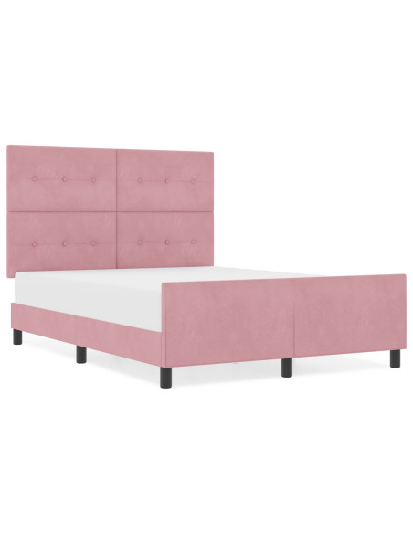 Letto a molle con testiera Rosa 140 x 200 cm Velluto