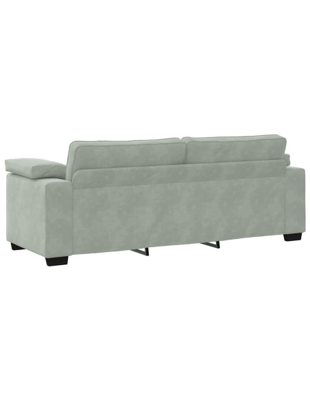 Set di Divani 3 pz con Cuscini Grigio Chiaro in Velluto