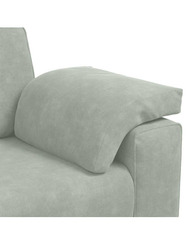 Set di Divani 3 pz con Cuscini Grigio Chiaro in Velluto