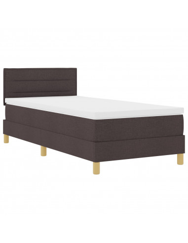 Letto con Rete e Materasso Marrone Scuro 100x200 cm Tessuto