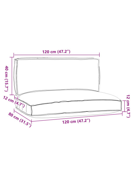 Set di Cuscini per Pallet 2 pcs Crema Tessuto Oxford