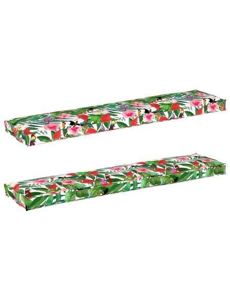 Set di Cuscini per Pallet Floreale 2 pcs Giungla Tropicale