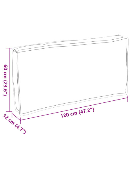 Cuscino per Pallet da Sedere/Schienale Grigio 120x60x12 cm Tessuto Oxford