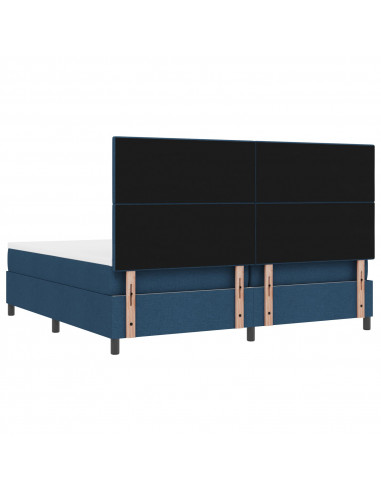 Letto box spring  con materasso e LED blu 200x200 cm in tessuto