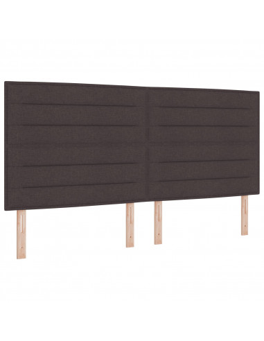 Letto Box Spring con Materasso e Panchina Marrone Scuro 200x200 cm Tessuto