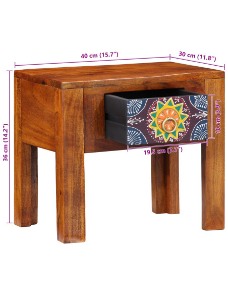 Tavolino  40x30x36 cm in Legno Massello di Acacia