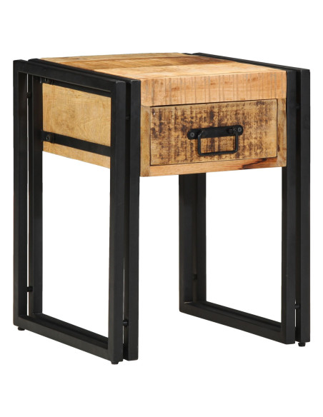 Tavolino Marrone e Nero 40 x 40 x 50 cm Legno di mango massello