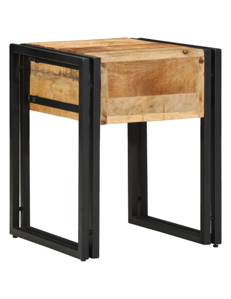 Tavolino Marrone e Nero 40 x 40 x 50 cm Legno di mango massello