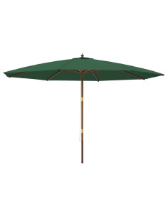 Ombrellone da Giardino con Palo in Legno Verde 400x273 cm 2