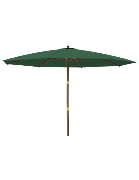 Ombrellone da Giardino con Palo in Legno Verde 400x273 cm
