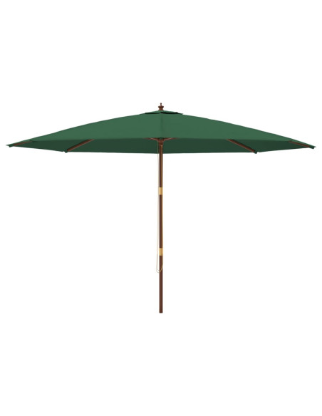 Ombrellone da Giardino con Palo in Legno Verde 400x273 cm