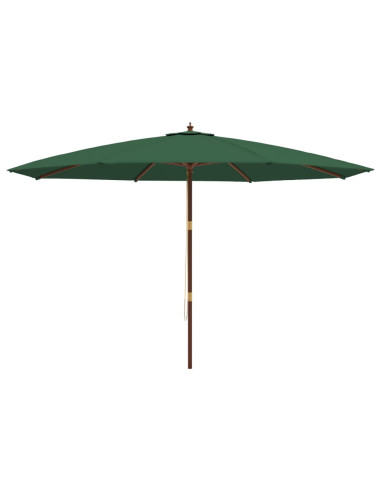 Ombrellone da Giardino con Palo in Legno Verde 400x273 cm