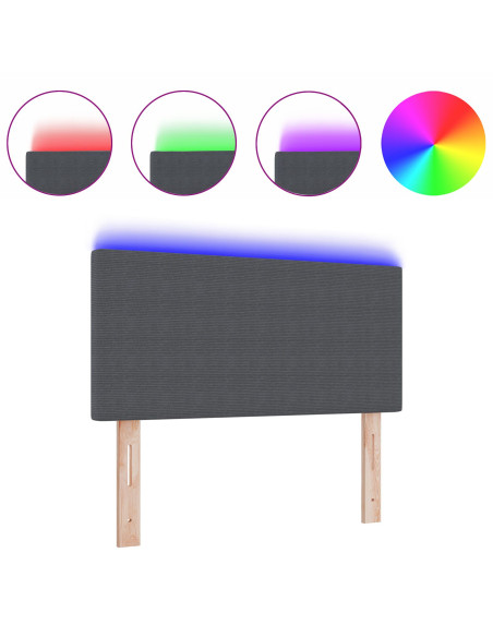 Testiera LED con testiera Grigio scuro 80 cm Poliestere