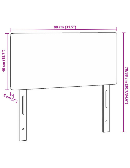 Testata LED Design Piatto Grigio Scuro 80 cm in Velluto