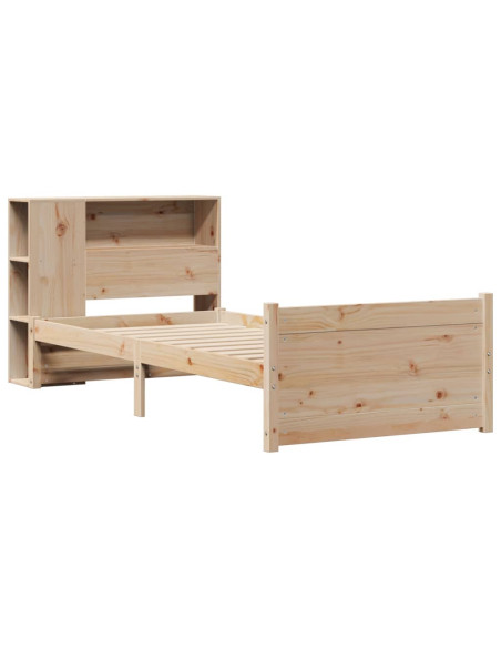 Letto Libreria senza Materasso 90x200 cm Legno Massello Pino
