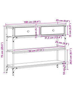Tavolo consolle Rovere artigianale 72.5 x 25 x 75 cm