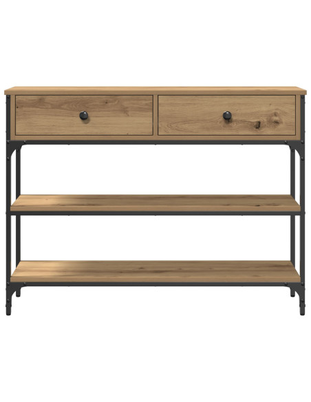 Tavolo Consolle  Quercia Artigianale 100x25x75 cm Legno Ingegnerizzato e Acciaio