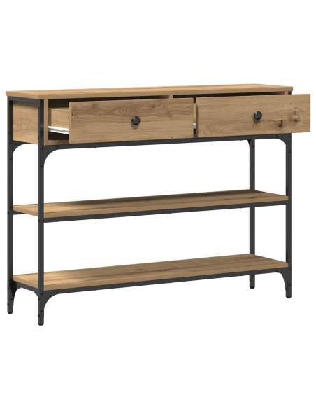 Tavolo Consolle  Quercia Artigianale 100x25x75 cm Legno Ingegnerizzato e Acciaio