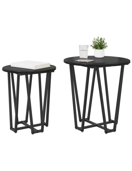 Set di Tavolini  di 2 - Rovere nero MDF e metallo