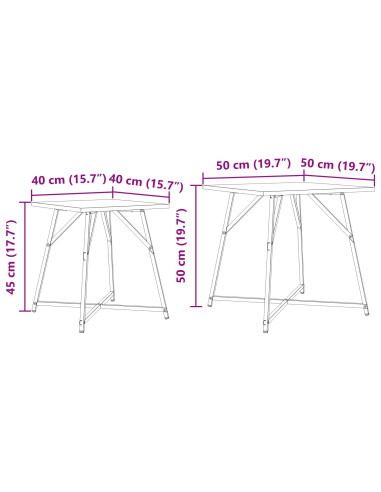 Set tavolini 2 pcs Rovere Artigianale e Nero