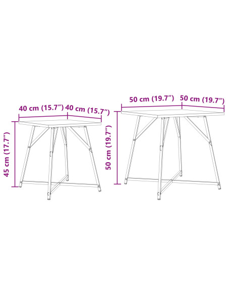Set di 2 Tavoli  in Rovere Artigianale con Legno Ingegnerizzato e Metallo