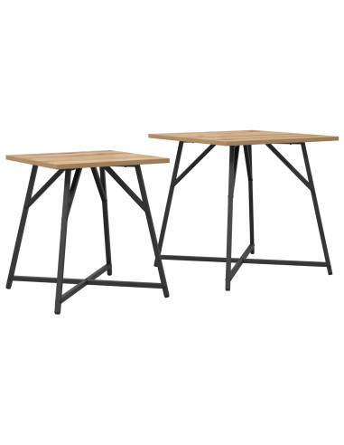 Set tavolini 2 pcs Rovere Artigianale e Nero