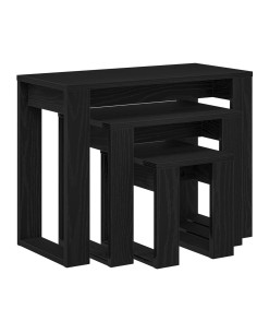 Tavoli da annidamento 3 pcs Rovere Nero Legno multistrato 2